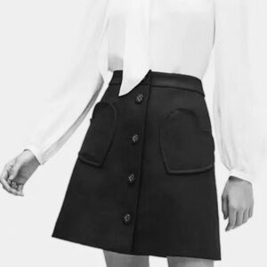 kate spade Black Button-Front A-Line Skirt with Heart Pockets